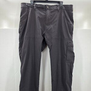Prana Breathe Hiking Pants Mens 38x32  Gray Performance Stretch Cargo